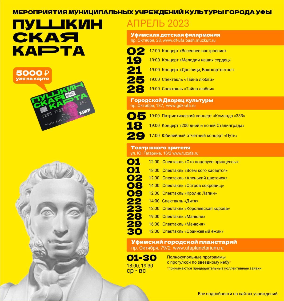 Концерты в уфе афиша на 2024. Афиша мероприятий по Пушкинской карте.