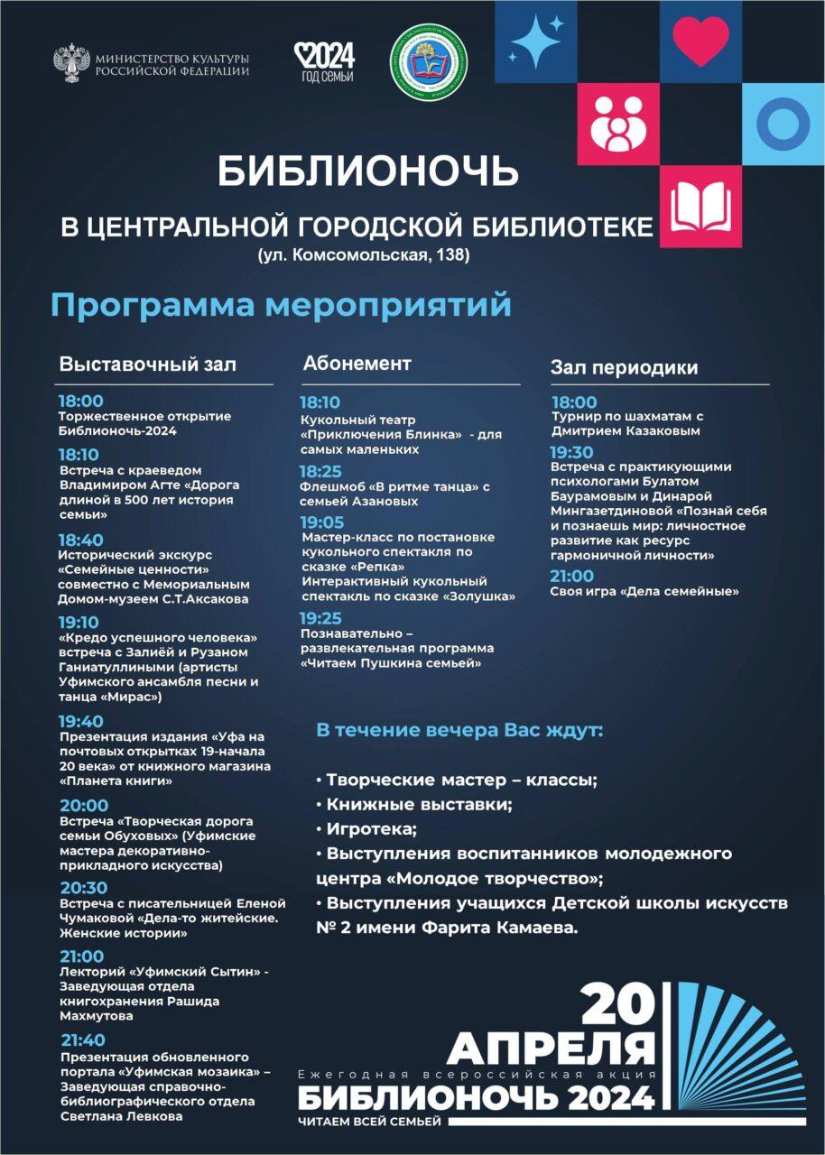  Ежегодная всероссийская акция «Библионочь-2024» пройдет в Центральной городской библиотеке Уфы